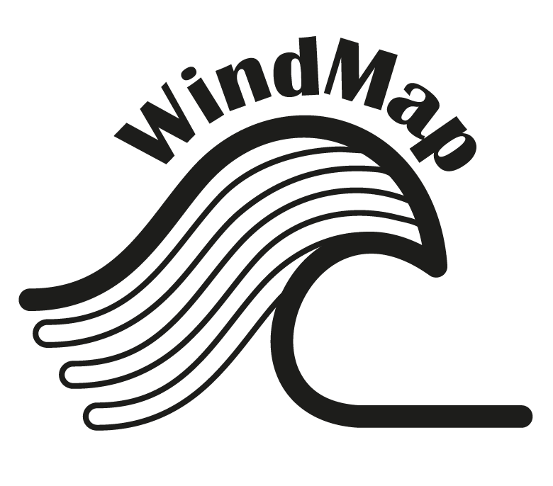 Image du logo complet, avec fond blanc et dessin noir, avec typolographie placé en haut de la vague